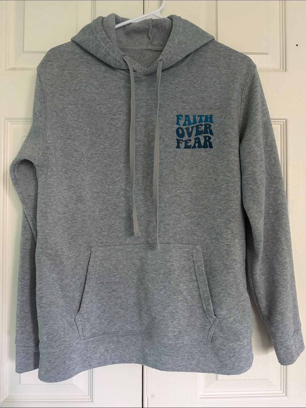 Faith Over Fear Gray Hooded Sweatshirt